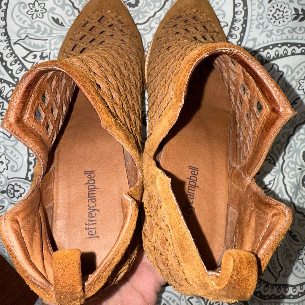 Jeffrey Campbell Brown Suede Taggart Lattice Ankle Boots - Picture 14 of 14